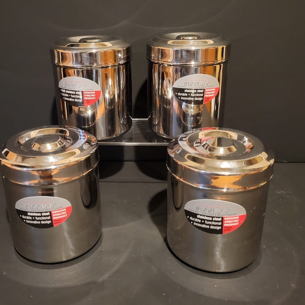 Set of 4 Steeltek Stainless Steel Containers